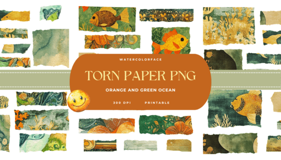 Download Orange and Green Ocean Theme Torn Paper - Premium Resources