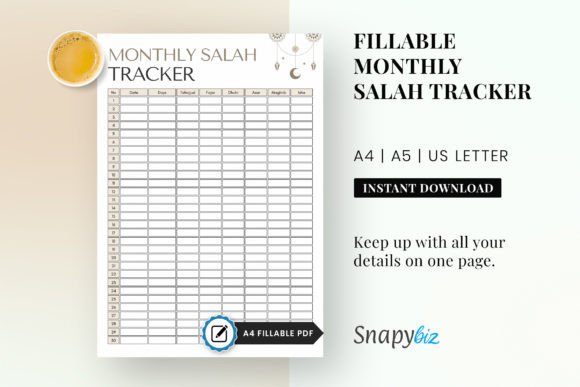 Download Monthly Salah Printable Planner PDF - Planner pdf Collection