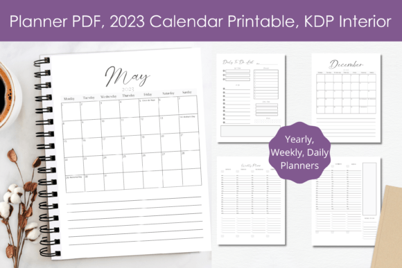Download 2023 Calendar Printable, Planner PDF KDP - Planner pdf Collection