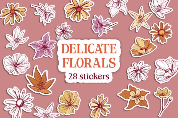 Download Delicate Florals | 28 Scrapbook Stickers - Scrapbook Collection