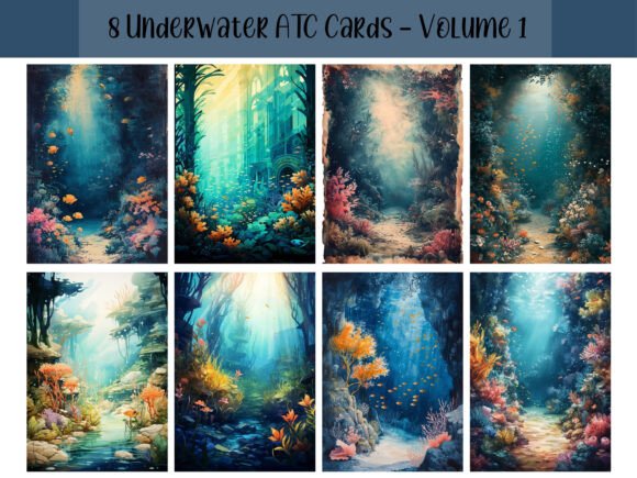 Download 8 Underwater ATC Cards for Scrapbooking - Scrapbook Collection