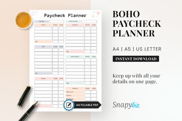 Download Paycheck Budget Printable Planner PDF - Planner pdf Collection