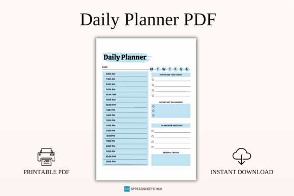 Download Daily Planner PDF Printable Page - Planner pdf Collection