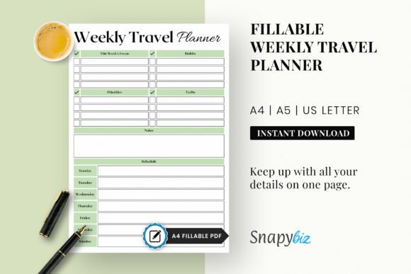 Download Weekly Roadtrip Printable Planner PDF - Planner pdf Collection