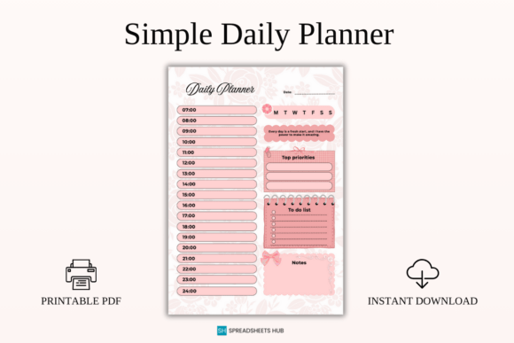 Download Simple Daily Planner PDF Template - Planner pdf Collection