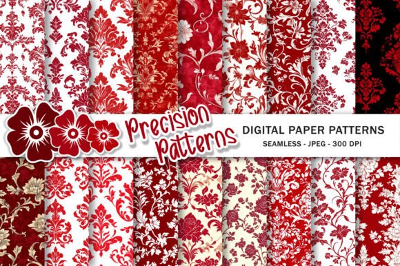 Download Red and White Floral Damask Scrapbooking - Scrapbook Collection