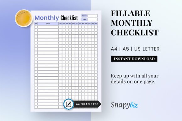 Download Monthly Checklist Printable Planner PDF - Planner pdf Collection