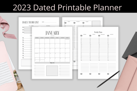 Download 2023 Dated Printable Planner PDF KDP - Planner pdf Collection