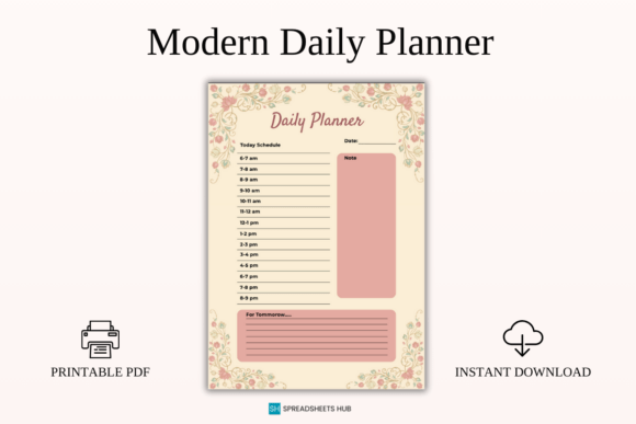 Download Modern Daily Planner PDF Printable - Planner pdf Collection